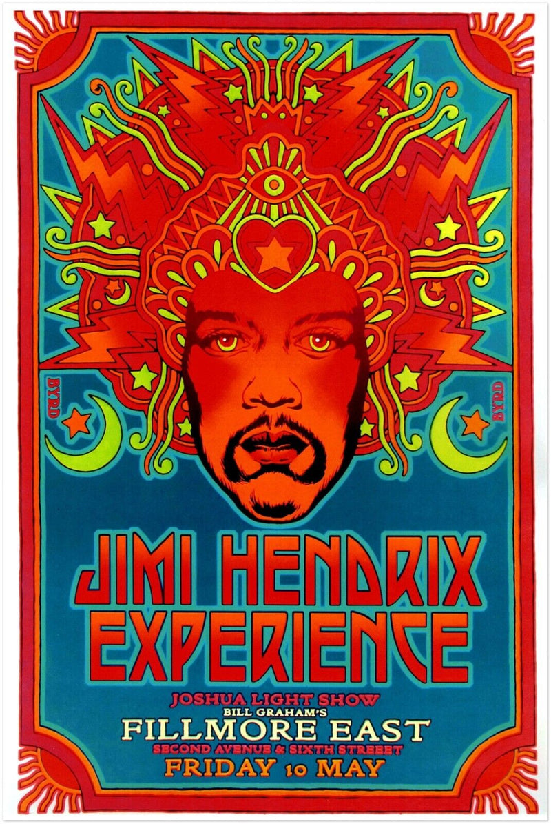 Jimmy Hendrix Concert Poster - Fillmore East #2 - Music Print, Rock Wall Art