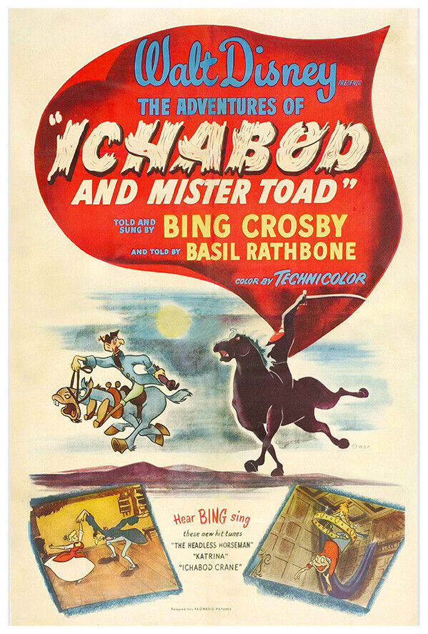 Sleepy Hollow - Ichabod Crane - Mr. Toad - 1949 - Disney Cartoon - Movie Poster