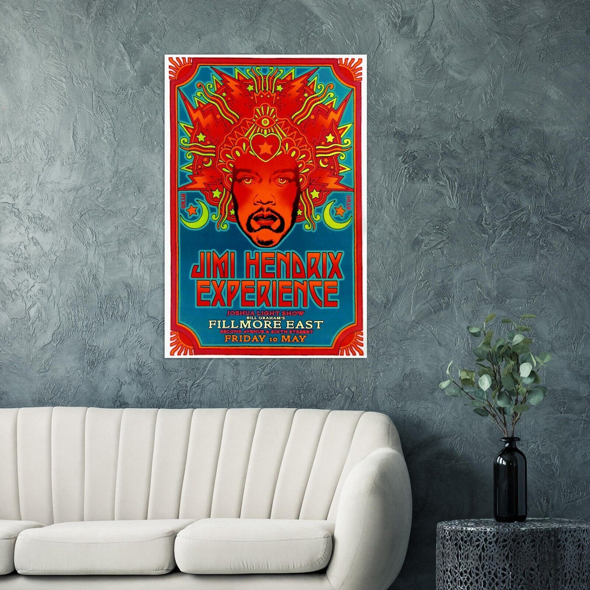 Jimmy Hendrix Concert Poster - Fillmore East #2 - Music Print, Rock Wall Art