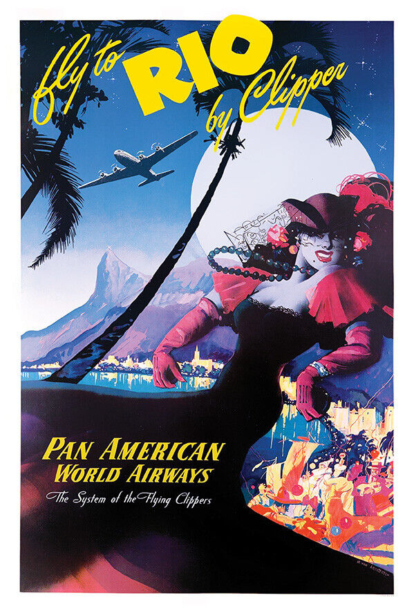 Pan American Airlines - Pan Am - Rio - 1950s - Vintage Travel Poster