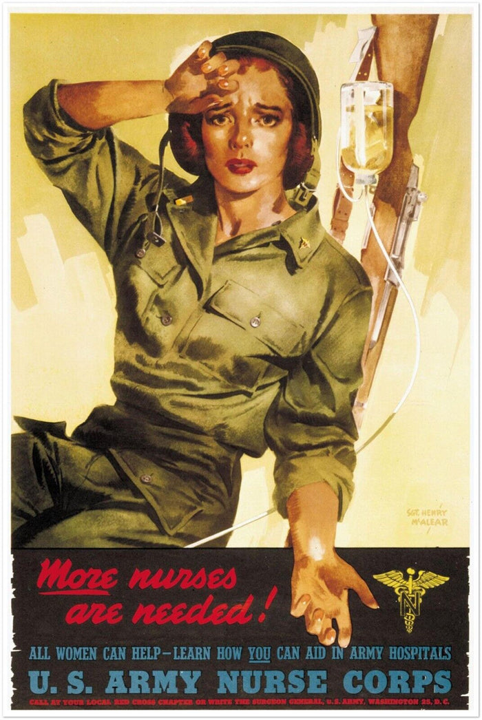 US Army Nurse Corps - World War 2 Poster - WW2 Vintage Poster