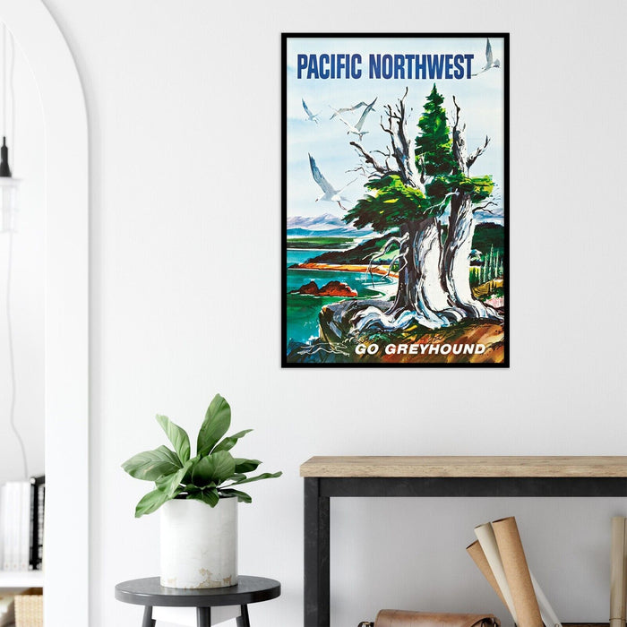 Pacific Northwest - Greyhound Bus Line - 1960s Vintage US Travel Poster