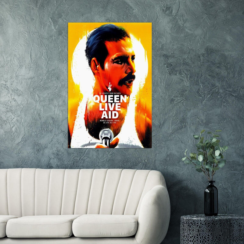 Queen Live Aid Concert Poster - Music Print, Rock Wall Art - Freddie Mercury