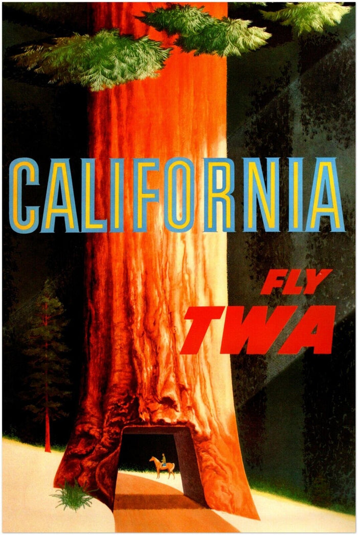 California Redwood - Fly TWA - Vintage Airline Travel Poster Travel Posters