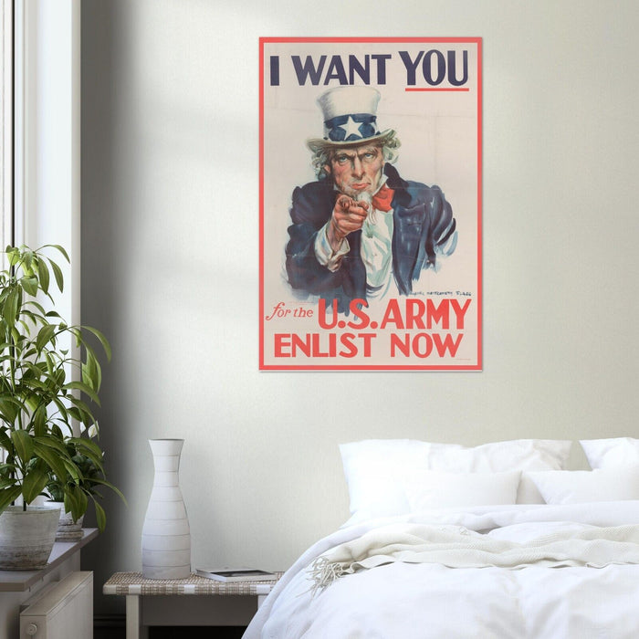 Uncle Sam US Army Recruitment - World War 2 Poster - WW2 Vintage Poster