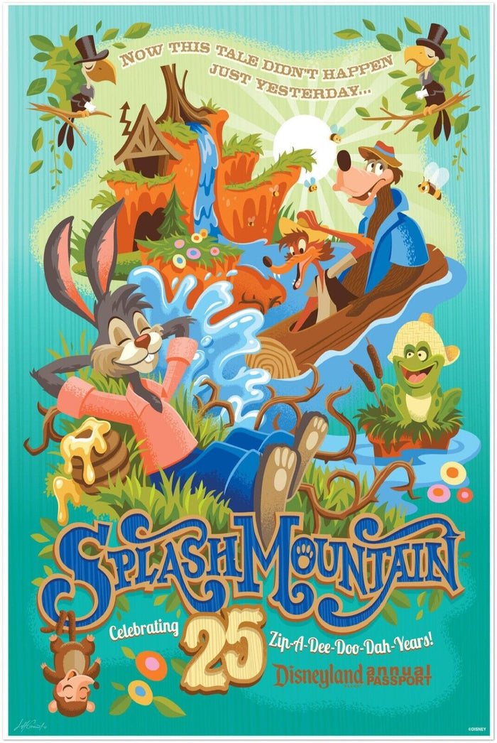 Disney Attraction Poster -  Splash Mountain 25 years - Disneyland Vintage