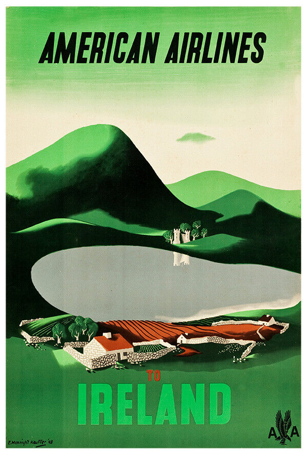 American Airlines - Ireland - Vintage Airline Travel Poster