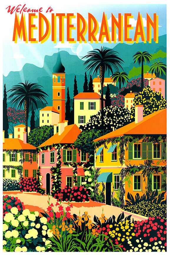 Welcome to the Mediterranean  - Vintage Travel Poster