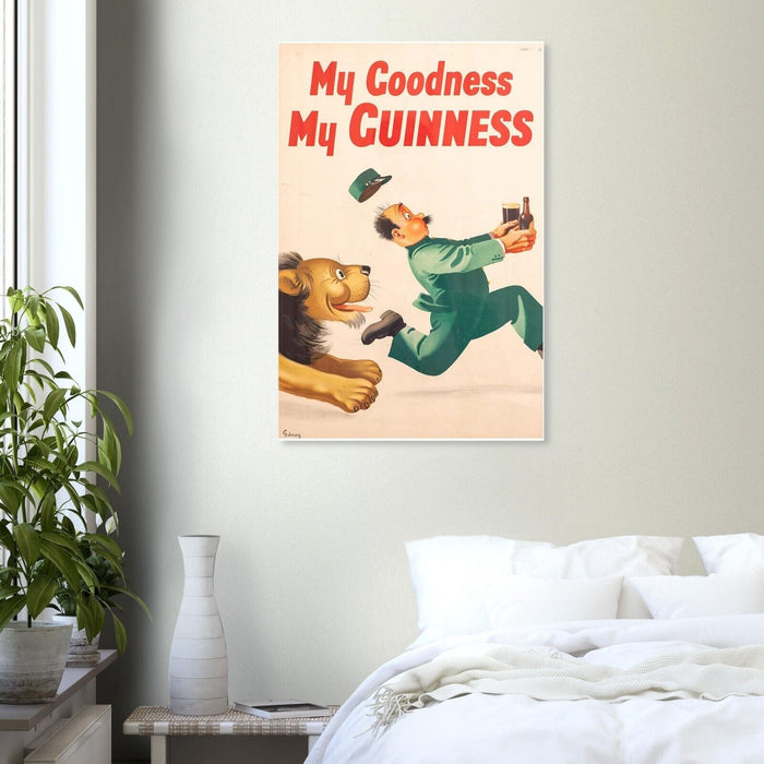 My Goodness My Guinness - Lion - Vintage Advertising Poster - Beer and Wine