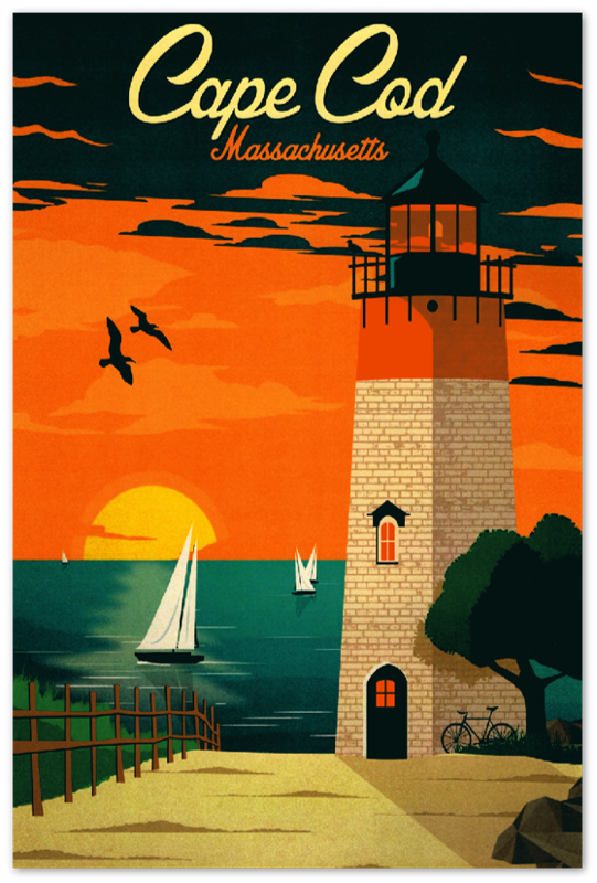 Cape Cod - Massachusetts - Vintage Travel Poster