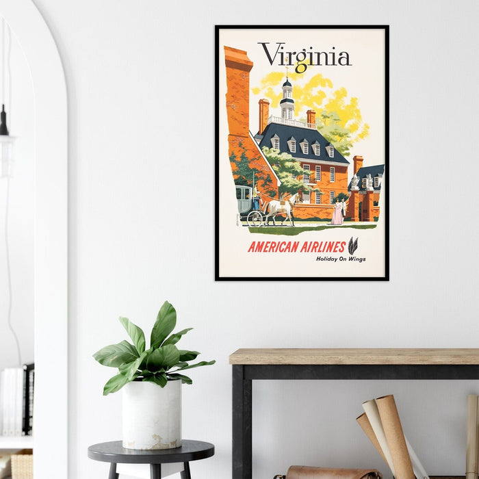 American Airlines - Virginia - Holiday On Wings  - Vintage Airline Travel Poster