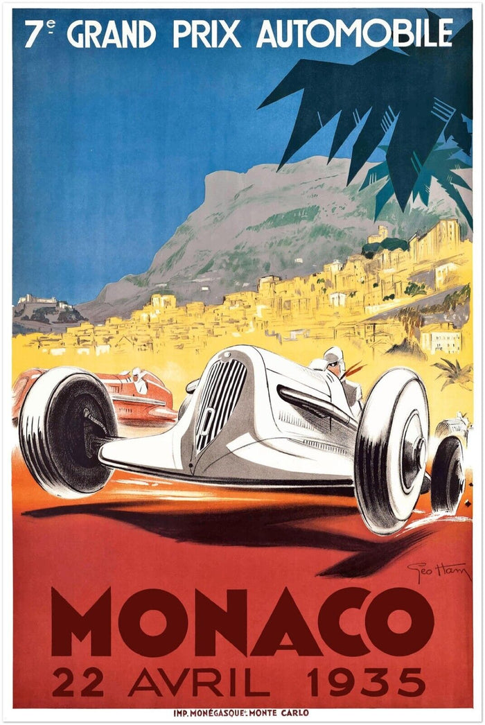 Monaco Grand Prix 1935 - Vintage Auto Racing Poster