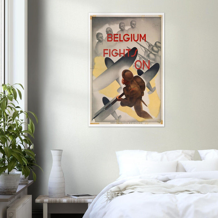 Belgium Fights On - World War 2 Poster - WW2 Vintage Poster