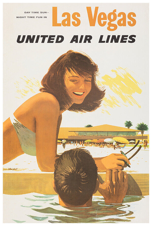 United Airlines - Las Vegas - 1960s - Vintage Travel Poster