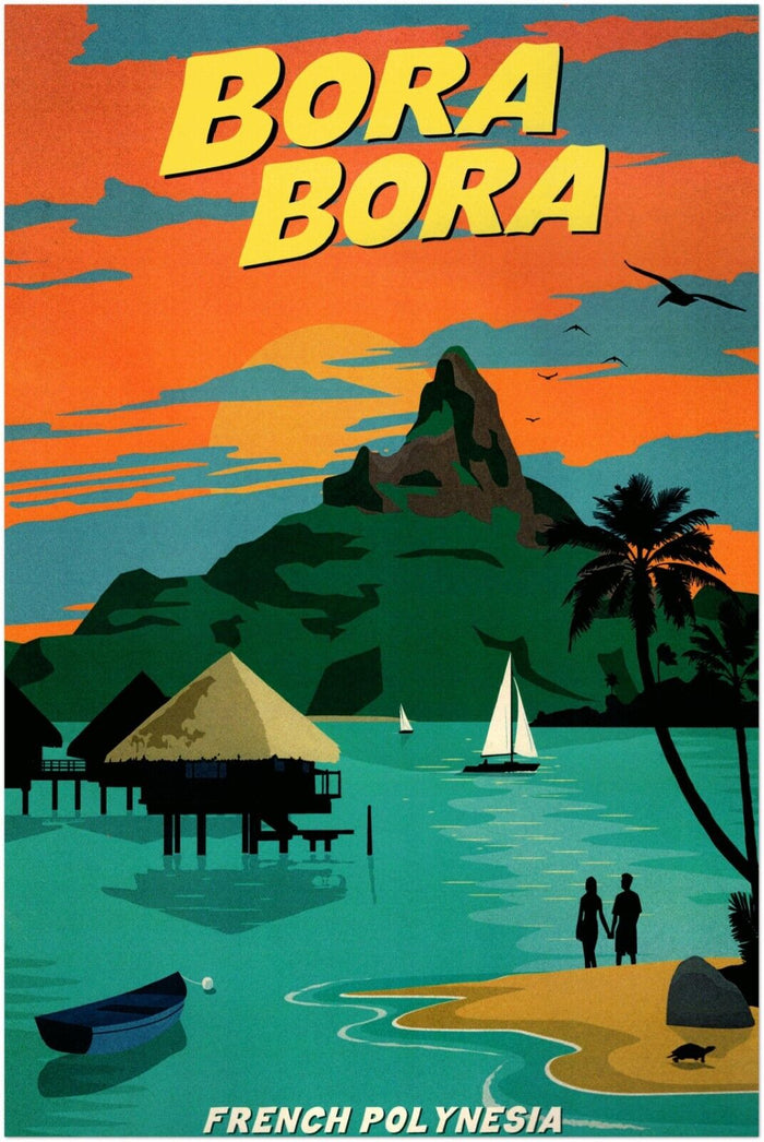 Bora Bora - French Polynesia - Vintage Travel Poster