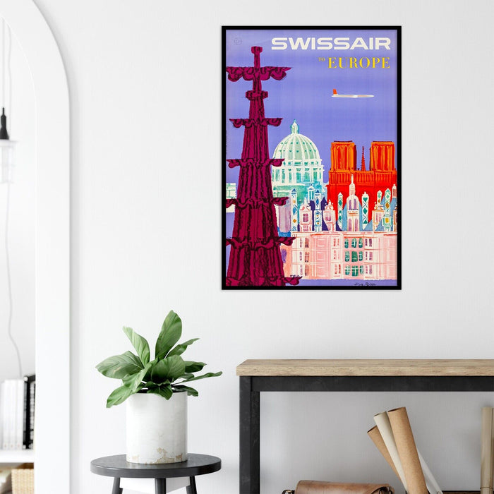 Swissair - To Europe - 1960s - Vintage Airline Travel Poster