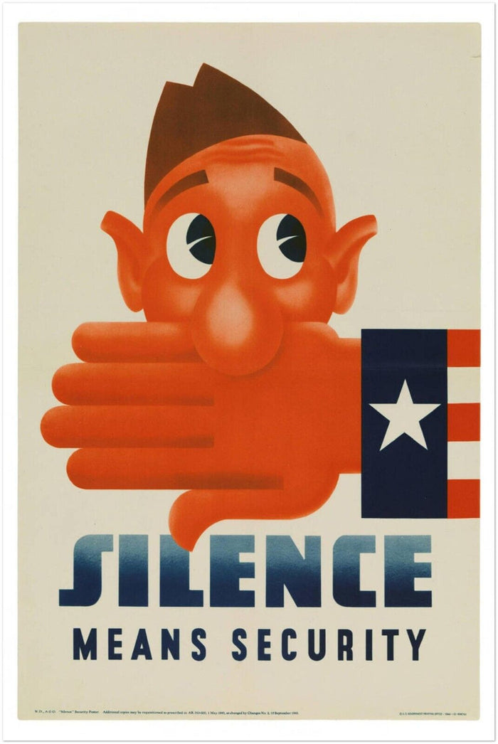 Silence Means Security - World War 2 Poster - WW2 Vintage War Posters