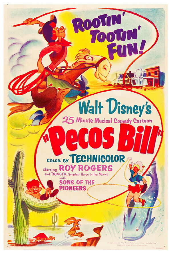 Pecos Bill - 1948 - Disney Classic Cartoon - Movie Poster