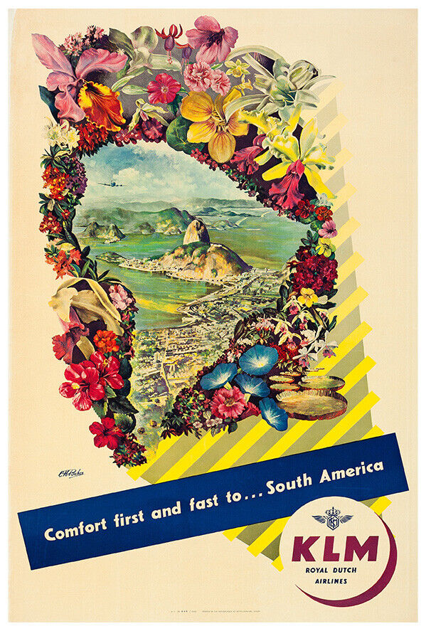 KLM - Royal Dutch Airlines - South America - 1950s - Vintage Travel Poster