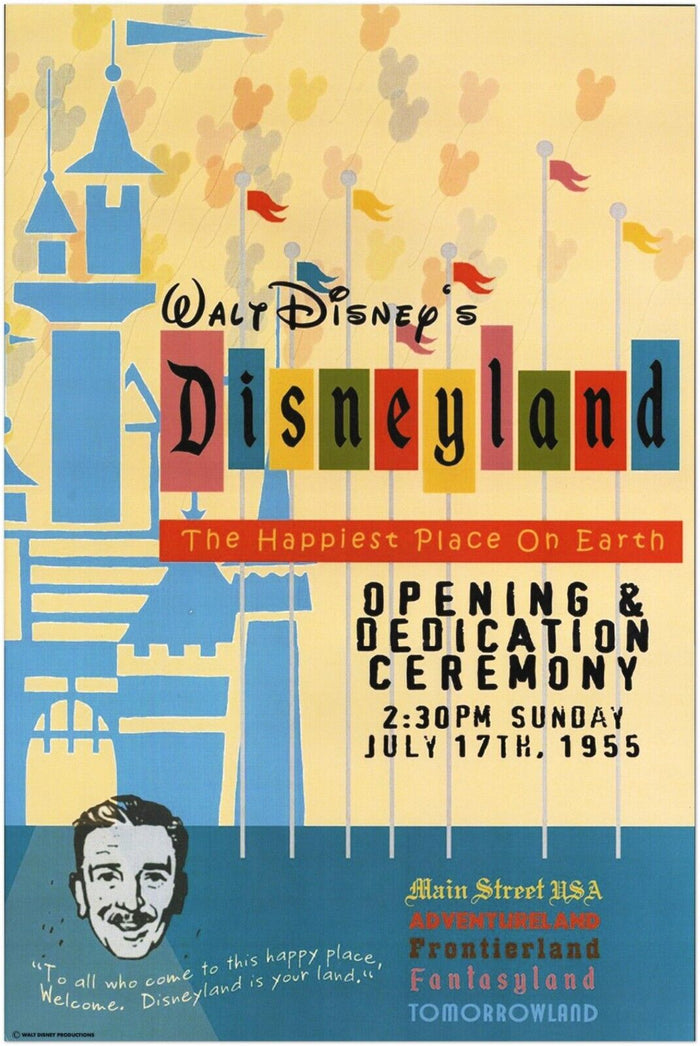 Disney Attraction Poster -  Opening Ceremony - Disneyland Vintage Poster