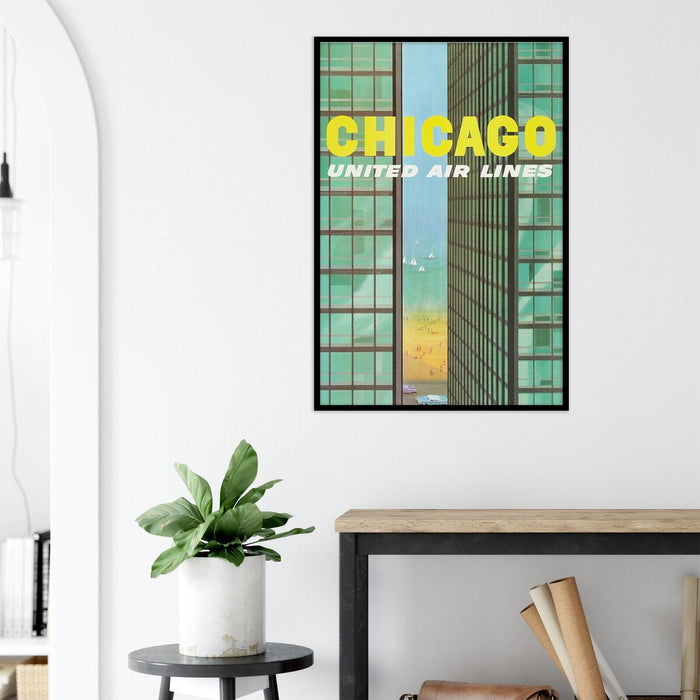 United Airlines - Chicago - 1950s - Vintage Travel Poster