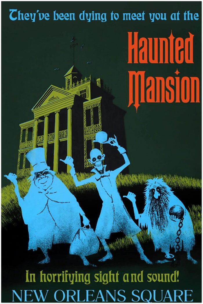 Disney Attraction Poster - Haunted Mansion - Disneyland Vintage Poster