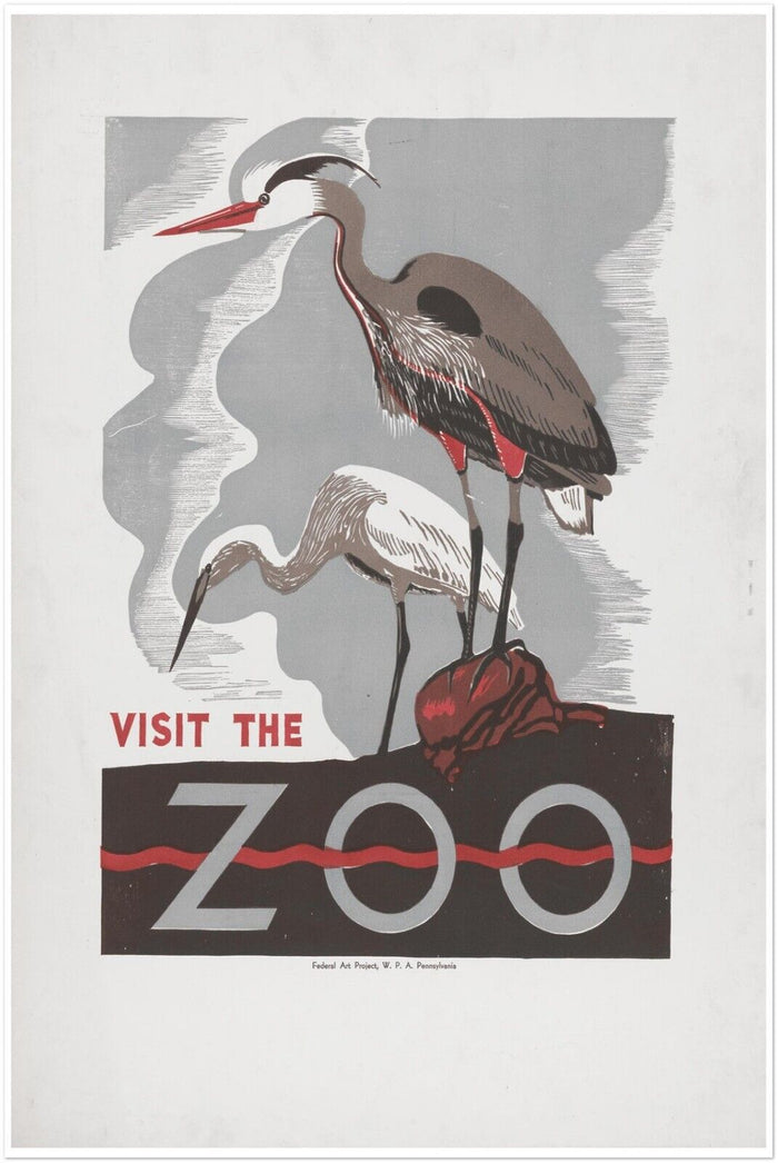 Visit The Zoo - Philadelphia Zoo - US WPA Vintage Print