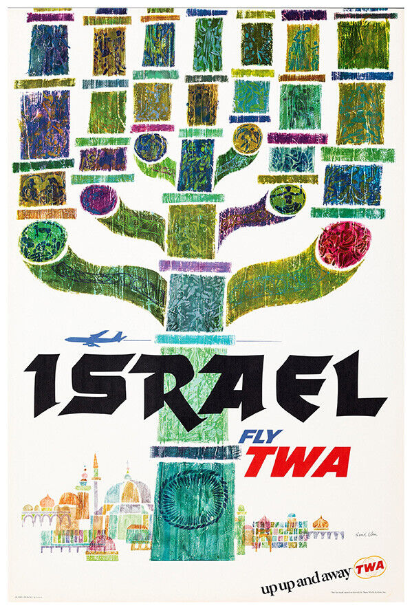 Trans World Airlines - Fly TWA - Israel - 1950s - Vintage Travel Poster