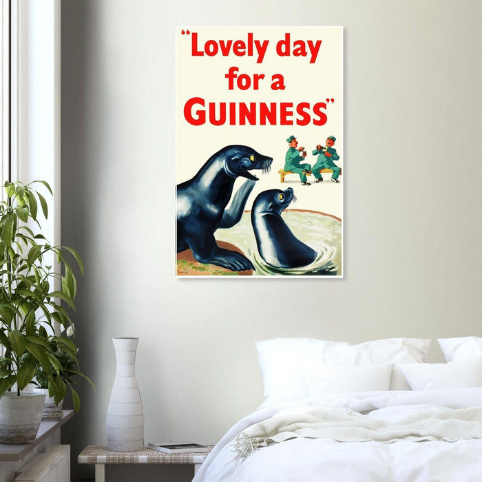 Lovely Day for a Guinness - Seals - Vintage Advertising Poster - Beer and Wine