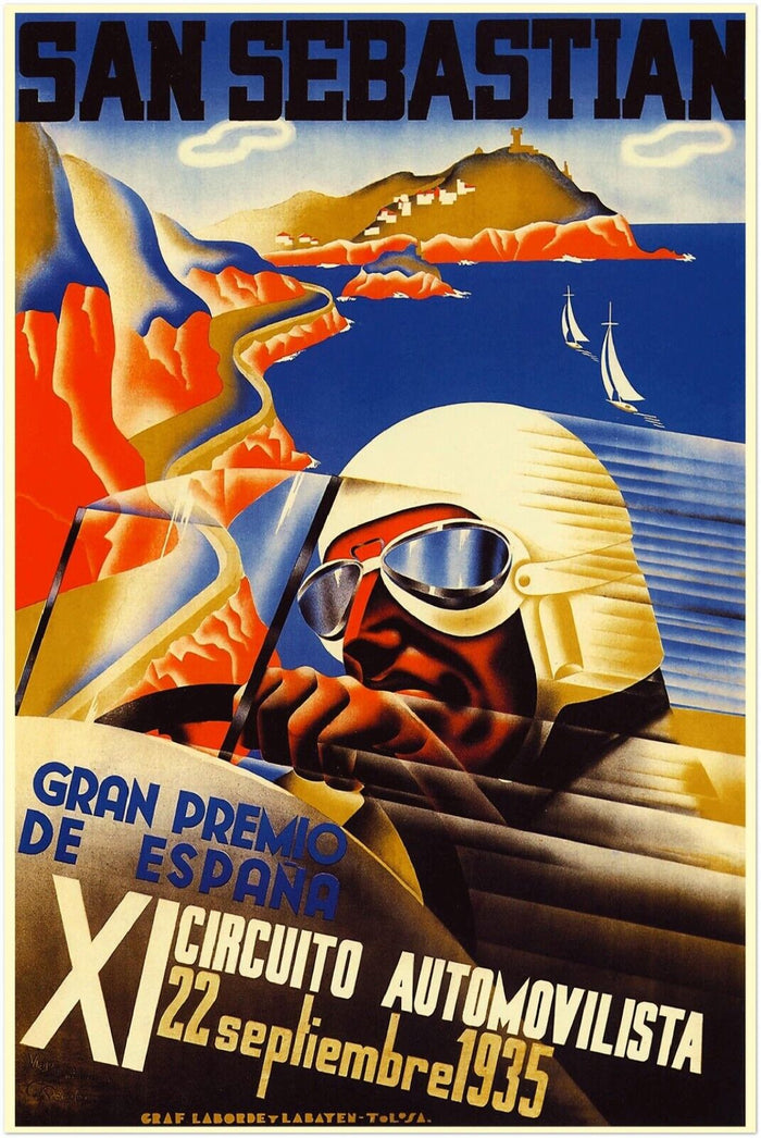 San Sabastian Grand Prix 1935 - Vintage Auto Racing Poster