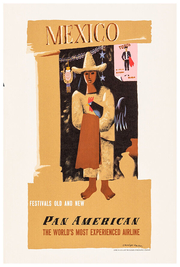 Pan American Airlines - Pan Am - Mexico - 1950s - Vintage Travel Poster - Ver #3