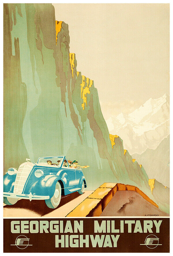 Georgian Military Highway  - Vintage European Travel and Tour Poster