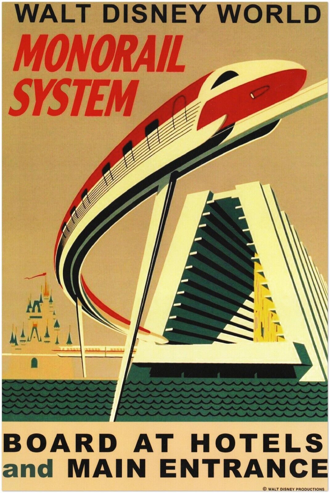 Disney Attraction Poster - Monorail - Walt Disney World Vintage