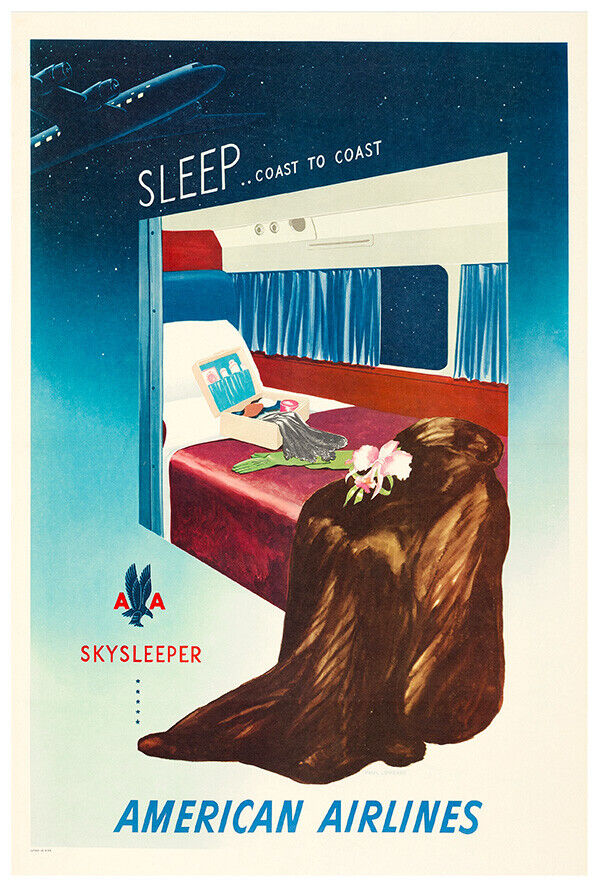 American Airlines - Skysleeper - Coast to Coast - Vintage Airline Travel Poster