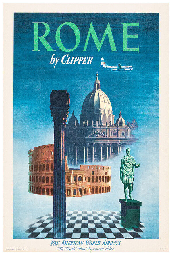 Pan American Airlines - Pan Am - Rome - 1948 - Vintage Travel Poster