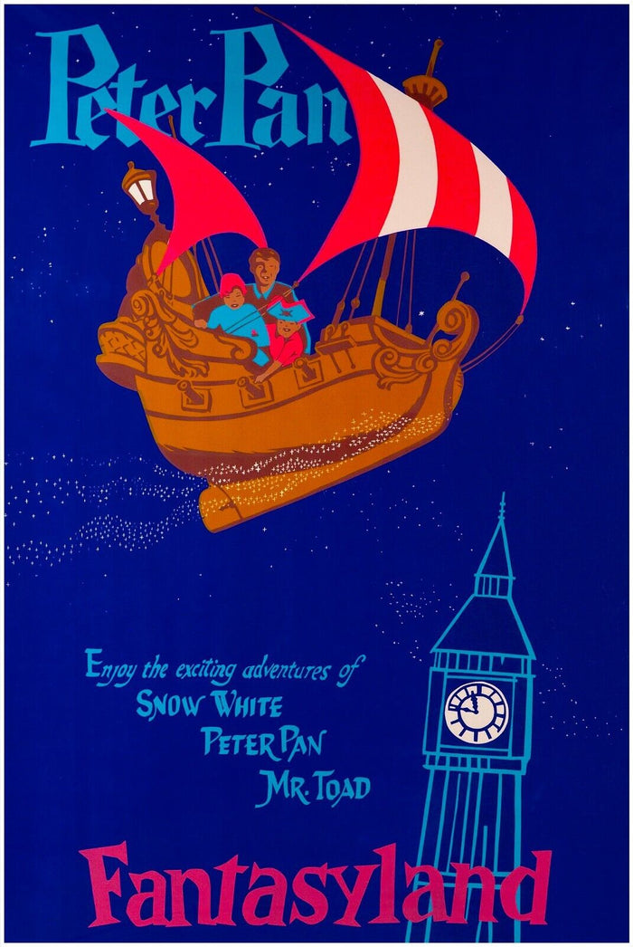 Peter Pan  - Disneyland Attraction Poster  - Disney Vintage