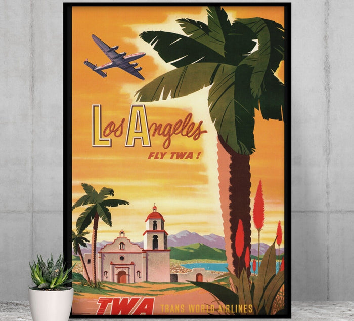 Los Angeles - California - Fly TWA - Vintage Airline Travel Poster