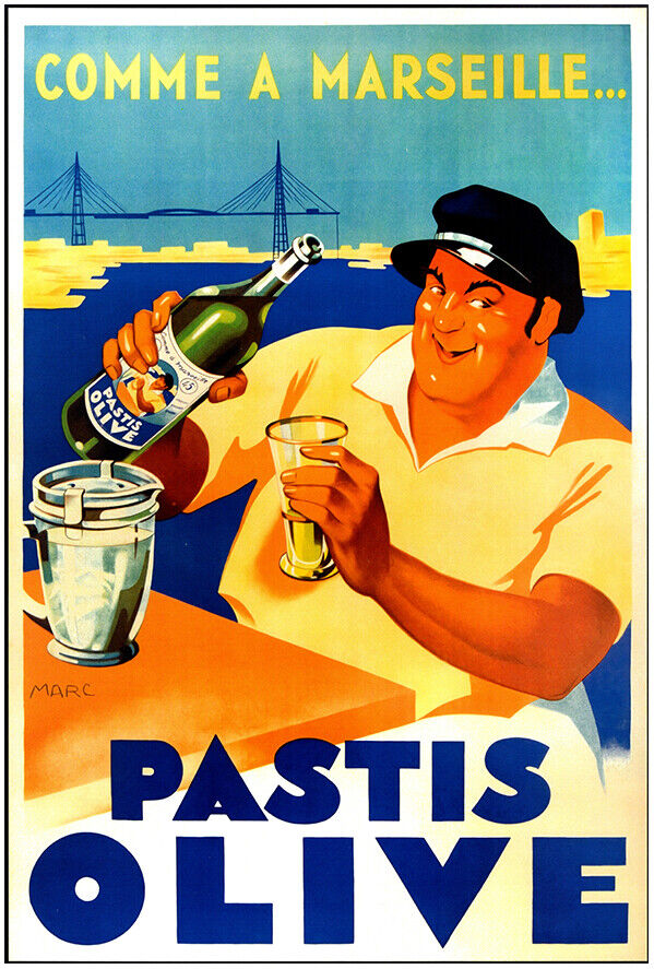 Pastis Olive - Vintage Advertising Poster - Beer and Wine Print, Wall Art