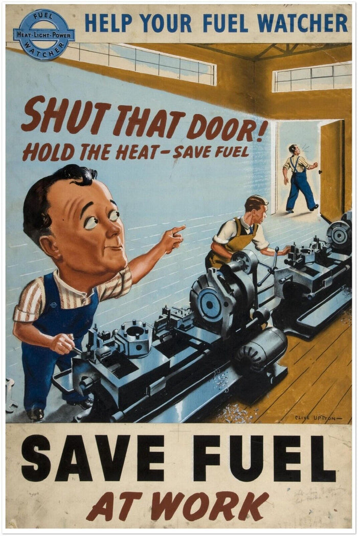 Save Fuel at Work - WW2 Vintage Poster - World War 2 Poster