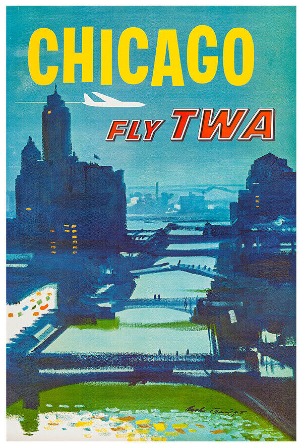 Trans World Airlines - Fly TWA - Chicago - 1960s - Vintage Travel Poster