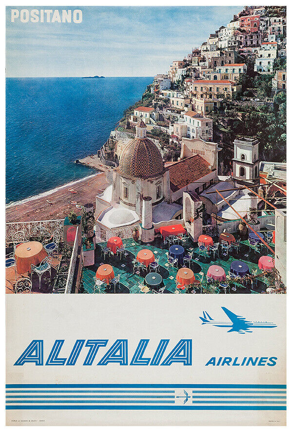 Alitalia Airlines - Positano - Italian Airline 1960s - Vintage Travel Poster