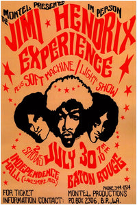 Jimmy Hendrix Concert Poster - Baton Rouge - Music Print, Rock Wall Art