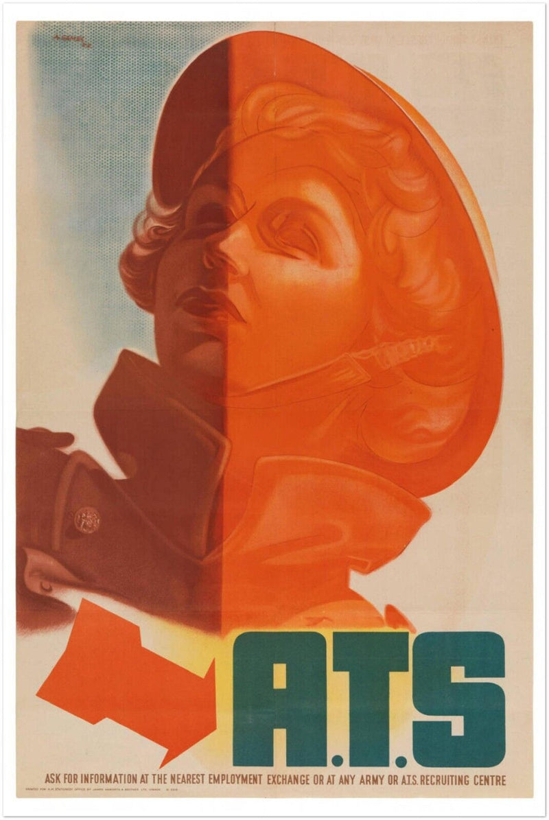 ATS - Auxiliary Territorial Service - Women's British Army - World War 2 Poster