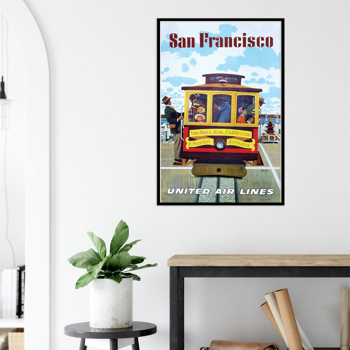 United Airlines - San Francisco - Cable Car - 1960s - Vintage Travel Poster