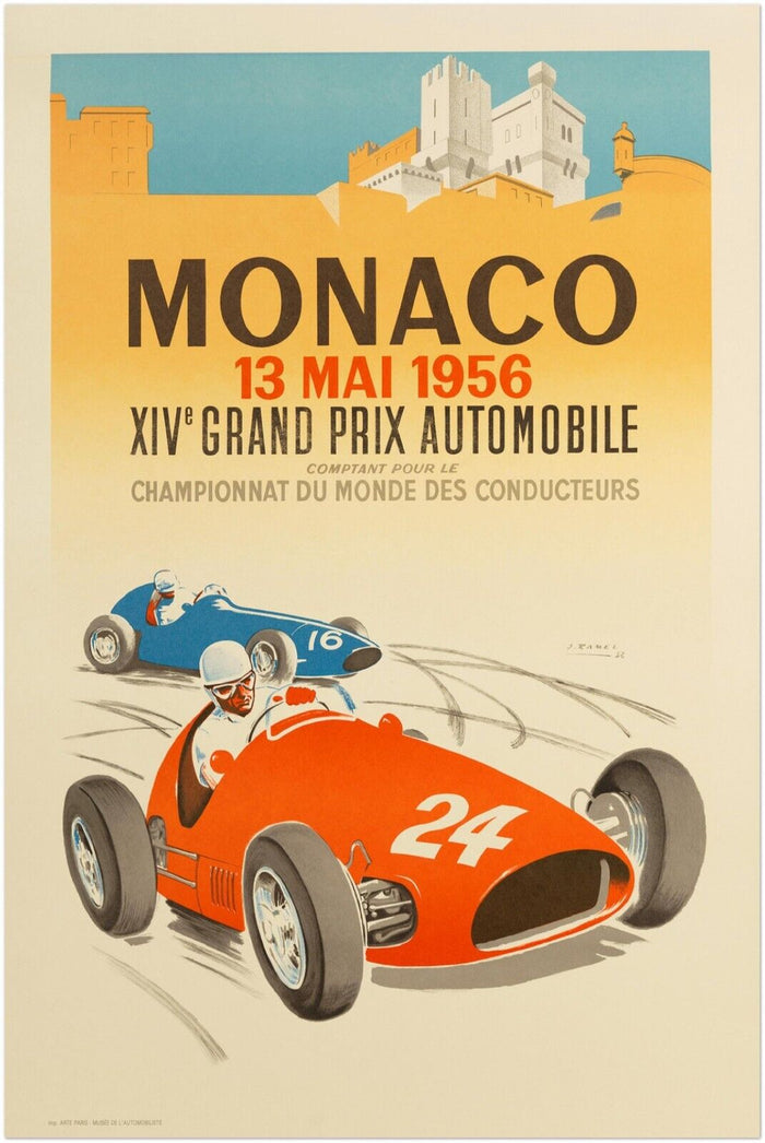 Monaco Grand Prix 1956 - Vintage Auto Racing Poster