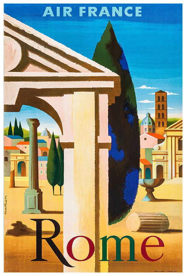 Air France - Rome - Vintage Airline Travel Poster