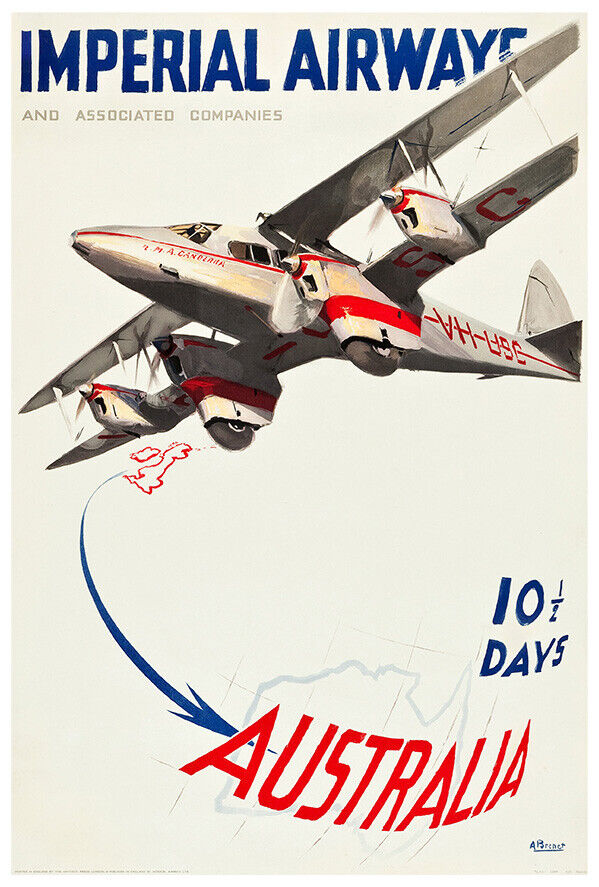 Imperial Airways - Australia - 1935 - Vintage Airline Travel Poster