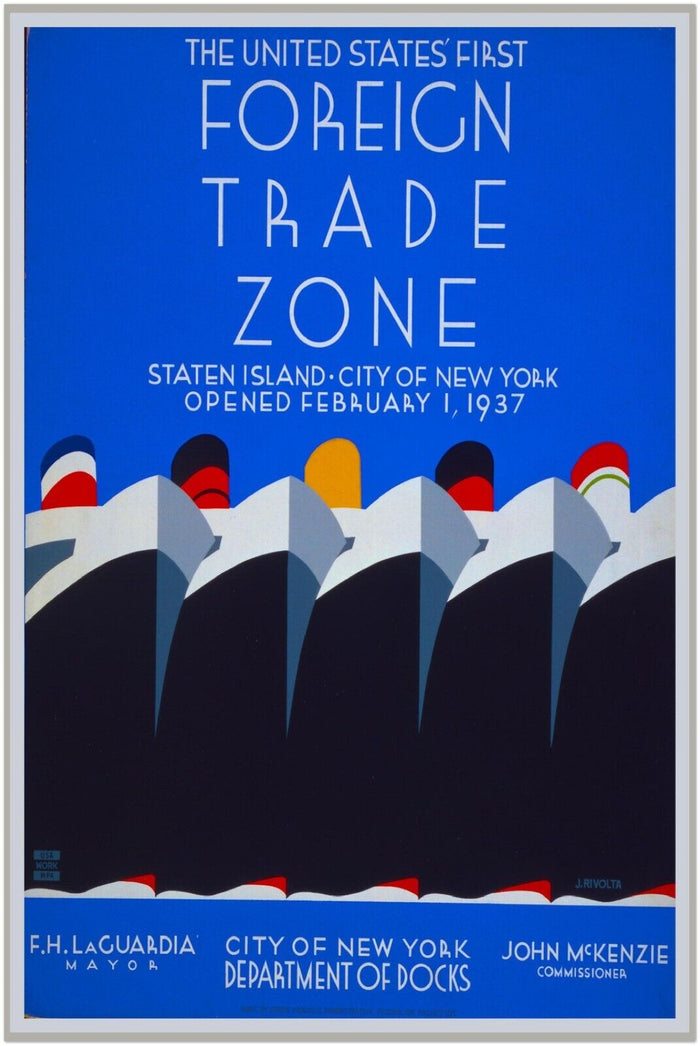 Foreign Trade Zone - Navy - World War 2 Era Poster - WW2 Vintage Poster