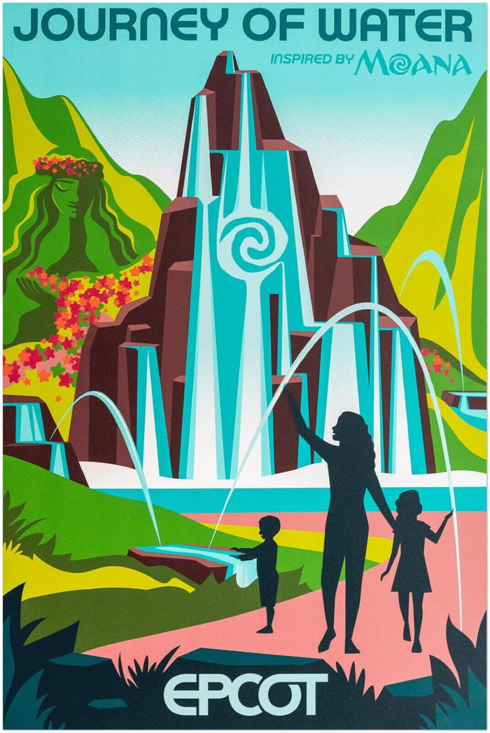 Disney Attraction Poster - Journey of Water Epcot Center Vintage