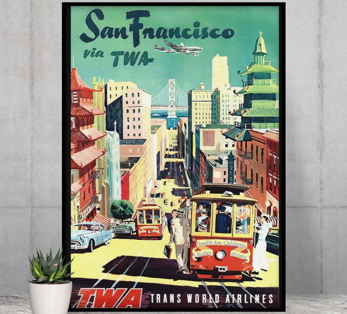 San Francisco - Fly TWA - Vintage Airline Travel Poster Travel Posters